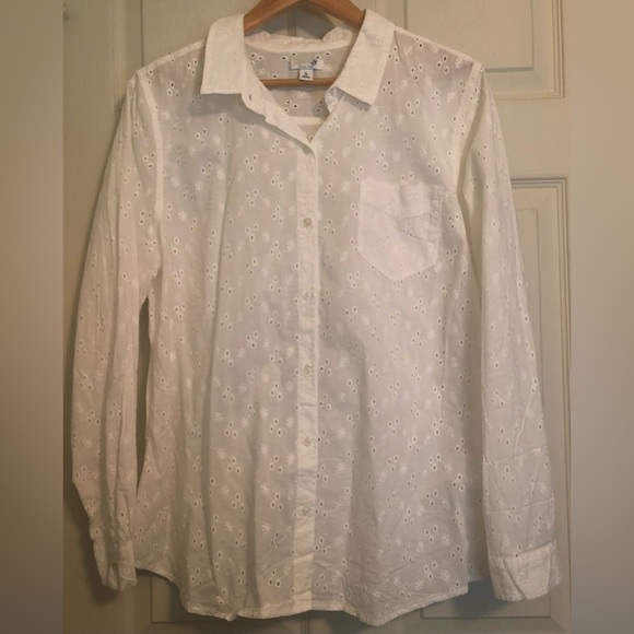 Old Navy Tops - Old Navy White Cotton Eyelet Blouse XL New